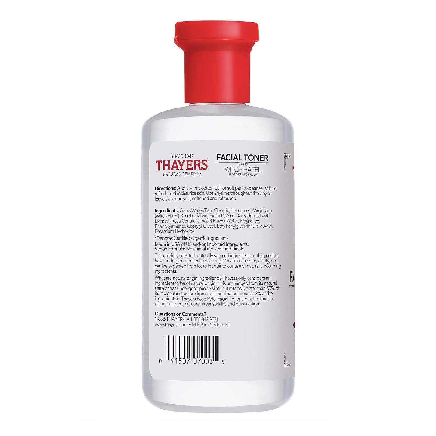 Facial Toner, Witch Hazel with Aloe Vera, Rose Petal, 12 Fl Oz