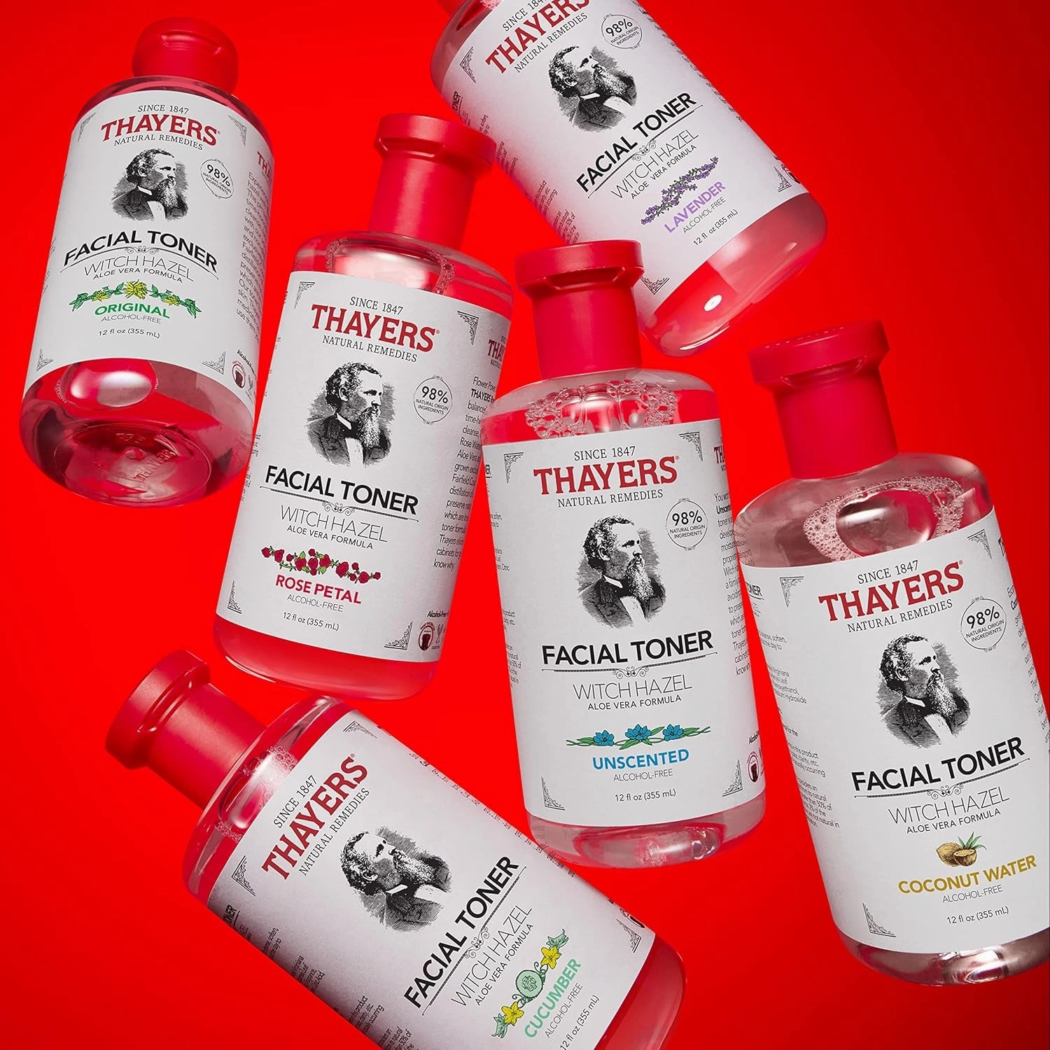 Facial Toner, Witch Hazel with Aloe Vera, Rose Petal, 12 Fl Oz