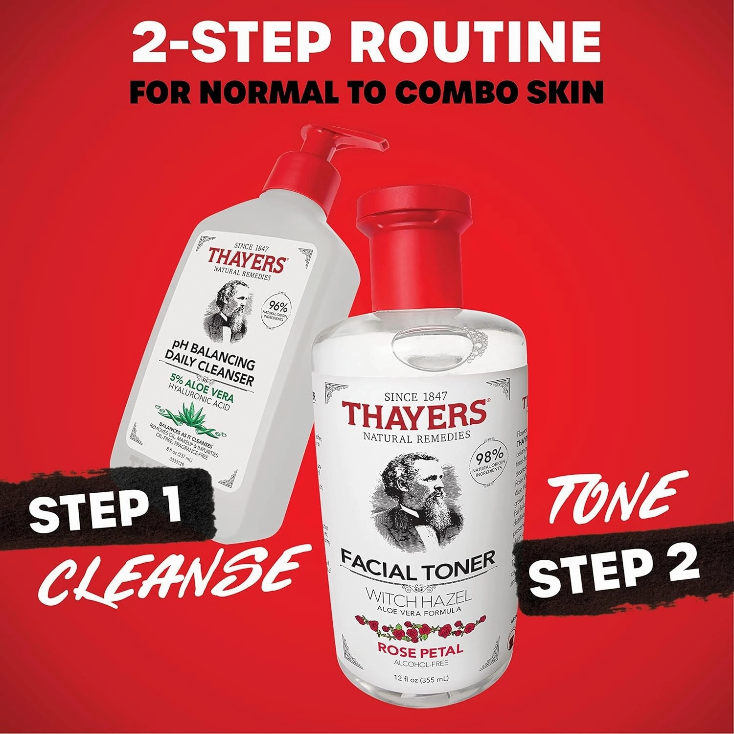 Facial Toner, Witch Hazel with Aloe Vera, Rose Petal, 12 Fl Oz