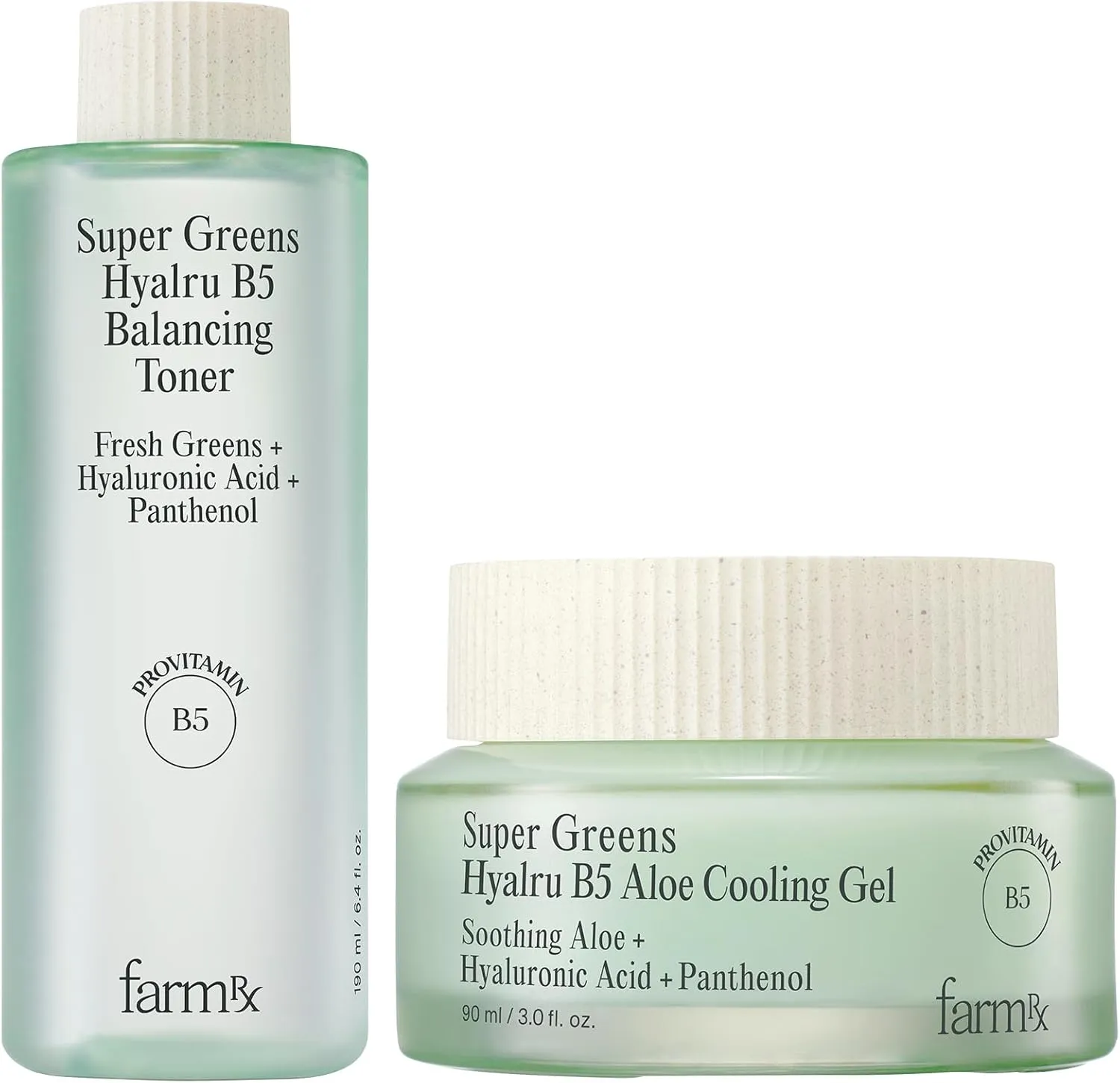 Farm Rx Super Greens Hyalru B5 Balancing Toner (6.4fl oz) & Super Greens Hyalru B5 Aloe Cooling Gel Cream (3fl oz)