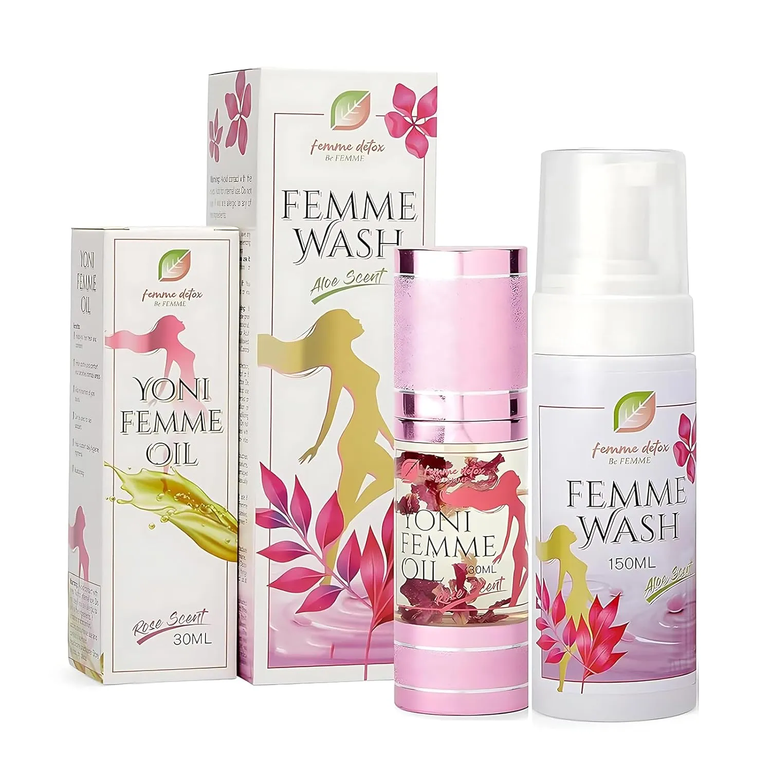 Femme Detox Body Therapy Yoni Oil & Feminine Wash | Essential Feminine Care Hygiene Products for pH Balance For Women | 150 ml Wash & 30 ml Yoni Oil For Women