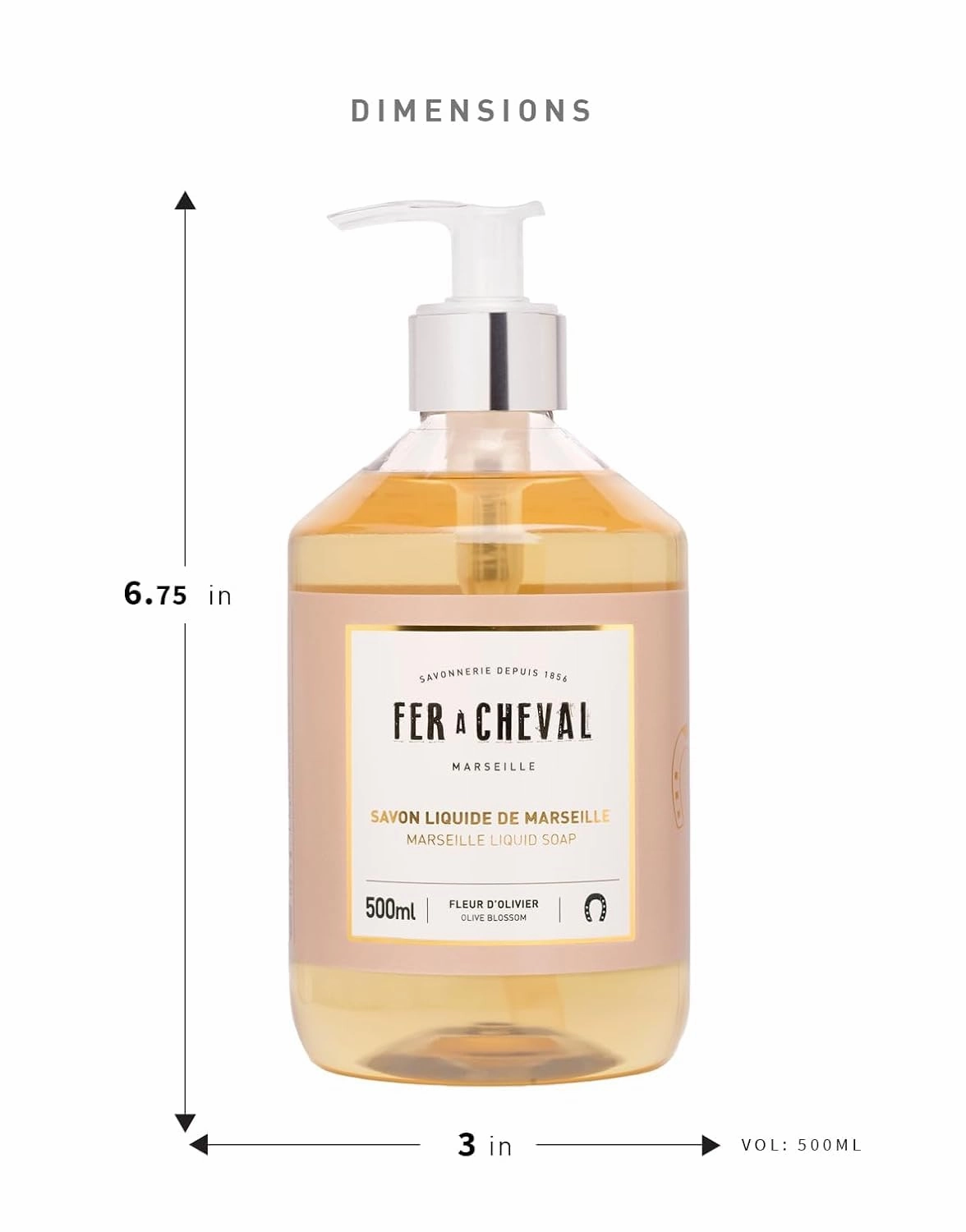 Fer à Cheval Amber Jasmine Luxury Liquid Soap - Natural Argan & Coconut Oil Blend, Gentle & Moisturizing, Eco-Friendly - 2 Pack, 500ml/16.9 f oz