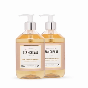 Fer à Cheval Amber Jasmine Luxury Liquid Soap - Natural Argan & Coconut Oil Blend, Gentle & Moisturizing, Eco-Friendly - 2 Pack, 500ml/16.9 f oz