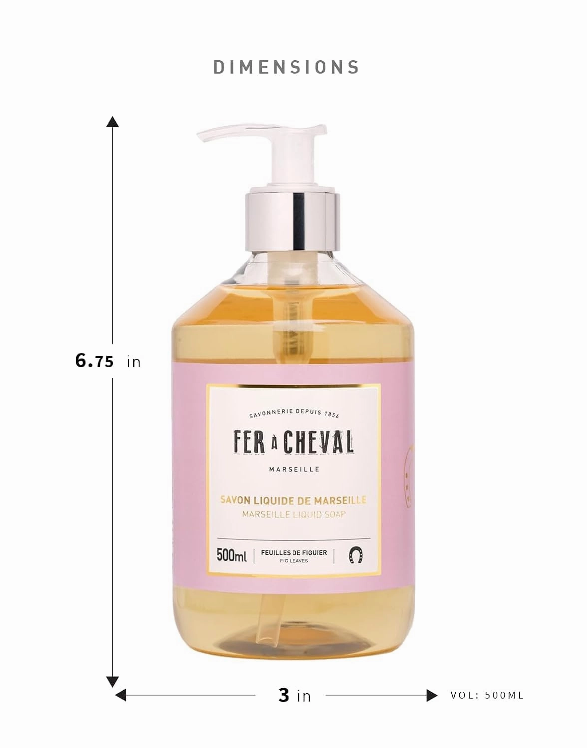 Fer à Cheval Fig Leaves Marseille Liquid Soap | Argan & Coconut Oil Blend, Gentle Hydration, SLS-Free, 97% Natural - Duo Set, 500ml / 16.9 f oz