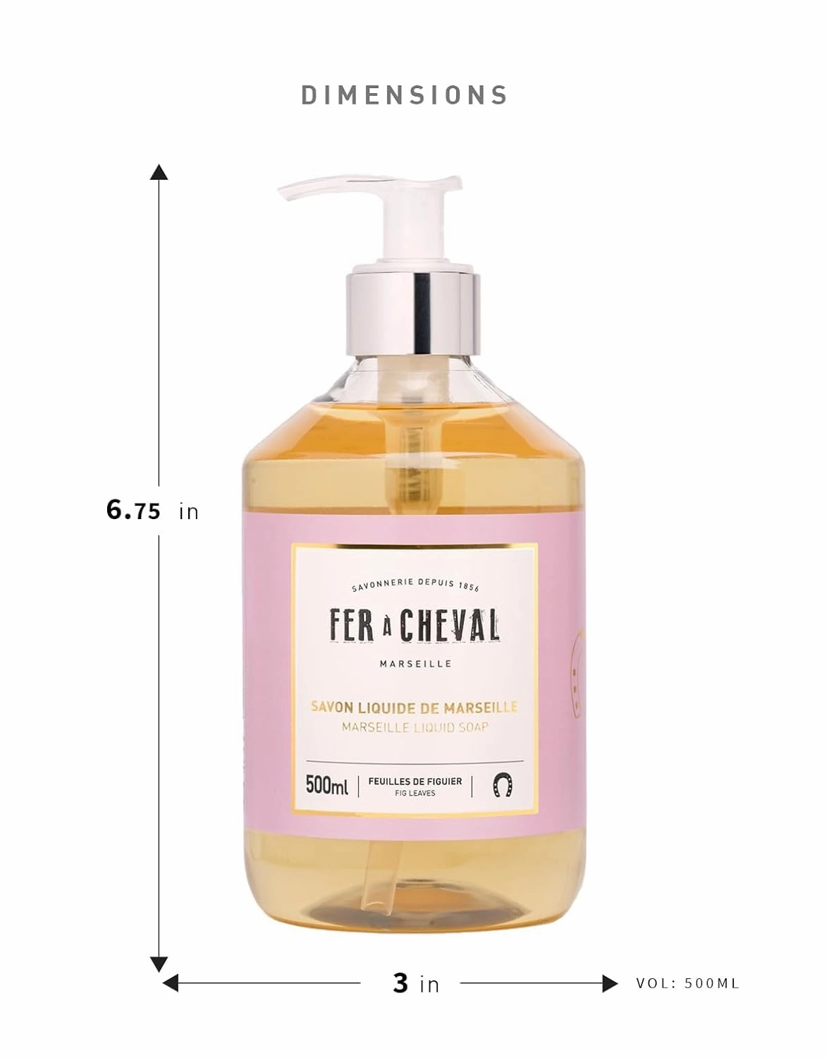 Fer à Cheval Fig Leaves Marseille Liquid Soap | Argan & Coconut Oil Blend, Gentle Hydration, SLS-Free, 97% Natural - Duo Set, 500ml / 16.9 f oz