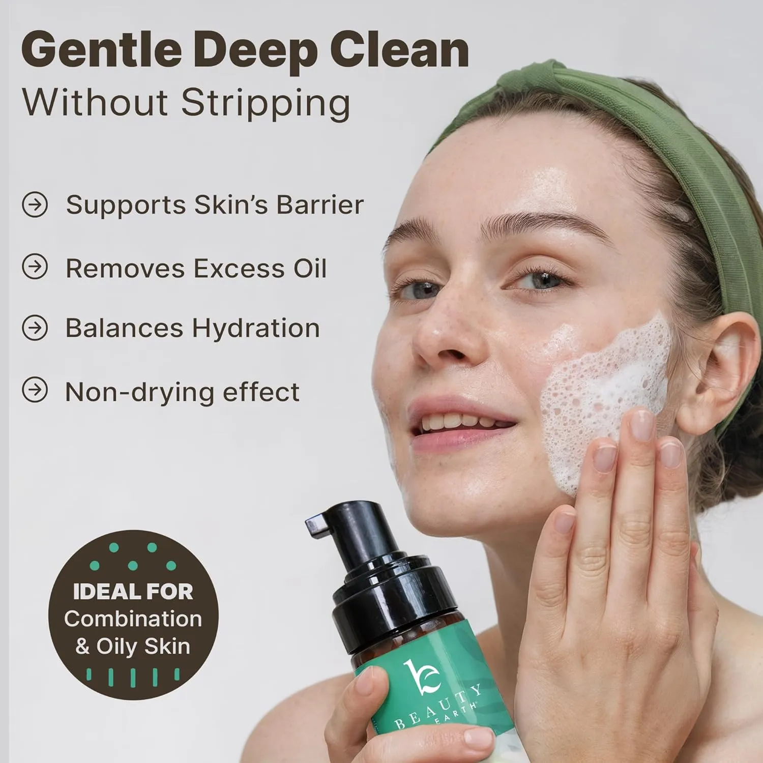 Foaming Face Wash - USA Made with Natural & Organic Ingredients, Gentle Foaming Facial Cleanser for Women & Men, Non Toxic Daily Wash for Sensitive & Oily Skin, Non Drying Cleansing Foam