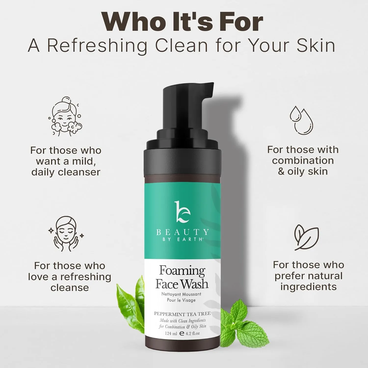 Foaming Face Wash - USA Made with Natural & Organic Ingredients, Gentle Foaming Facial Cleanser for Women & Men, Non Toxic Daily Wash for Sensitive & Oily Skin, Non Drying Cleansing Foam