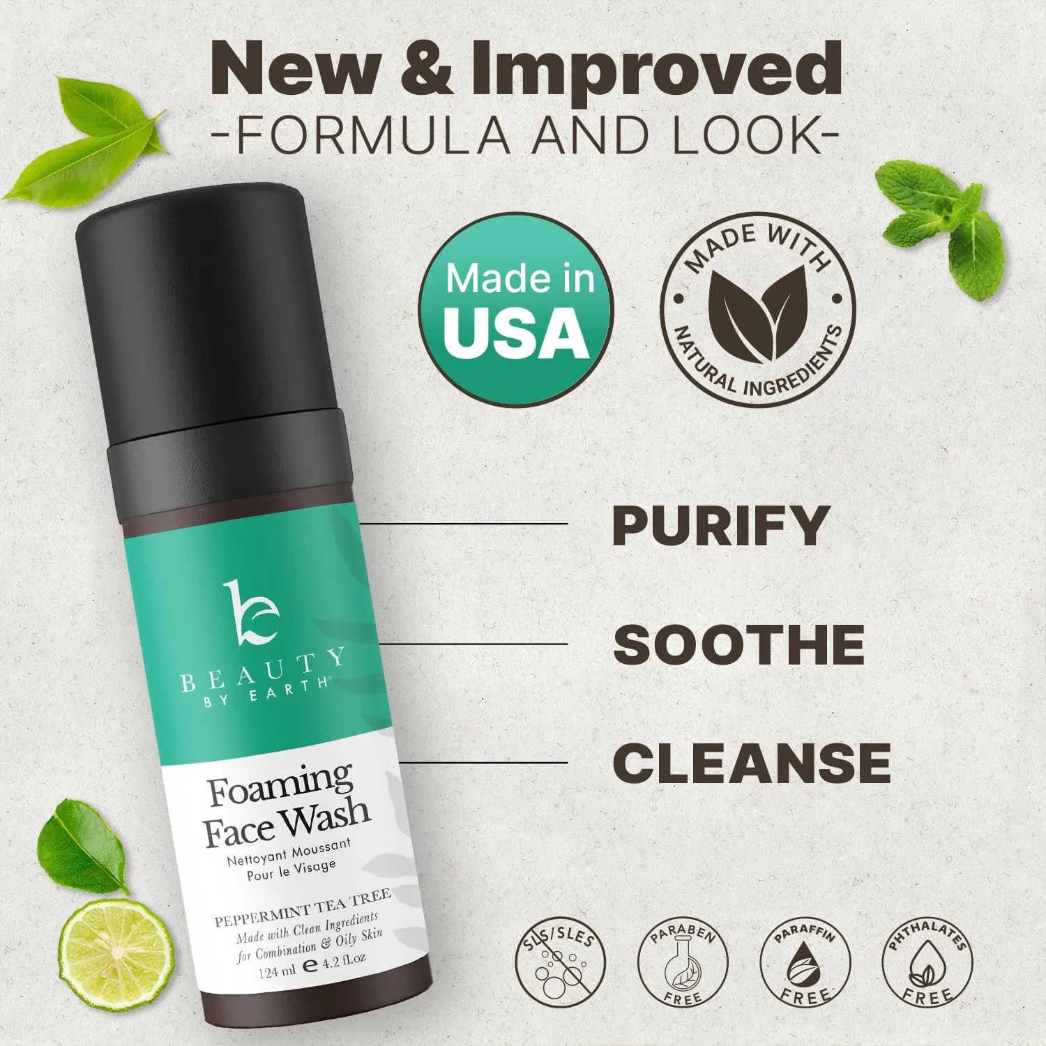 Foaming Face Wash - USA Made with Natural & Organic Ingredients, Gentle Foaming Facial Cleanser for Women & Men, Non Toxic Daily Wash for Sensitive & Oily Skin, Non Drying Cleansing Foam