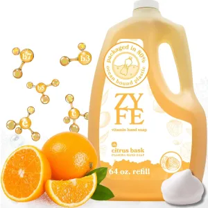 Foaming Hand Soap Refills, Half Gallon Hand Soap Foam Refill with Essential Oil Fragrance in Recycled Bottle, Citrus Handwash Refil Biodegradable 