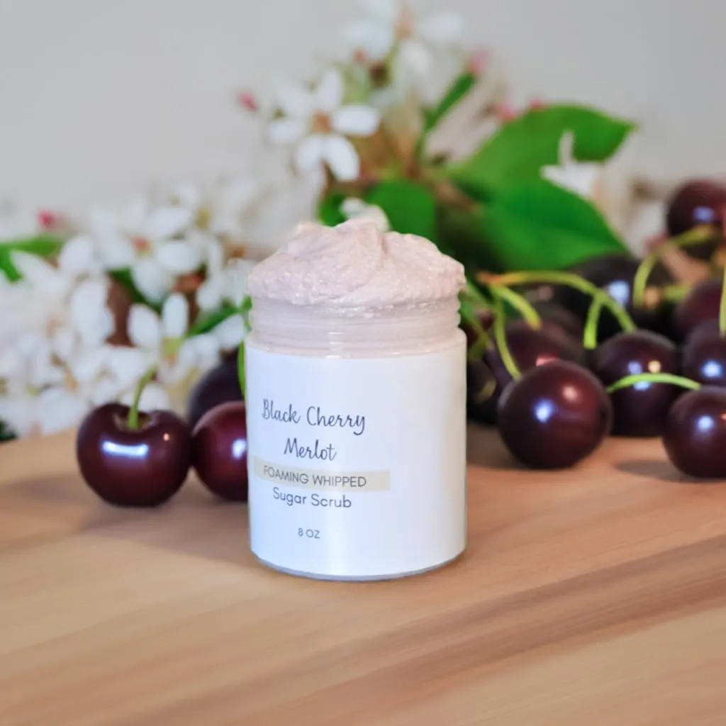 Foaming Whipped Sugar Scrubs, Exfoliating Body Scrub, Choose Your Scent (8 oz, Orange Lemongrass- Yellow)