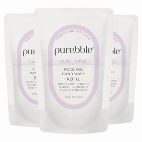 Foaming Hand Soap, Floral Purple, 10.14fl.oz (Refill, Pack of 3) | with Hyaluronic Acid, Floral Scent | For Kitchen and Bathroom | Cruelty Free Sulfate Free