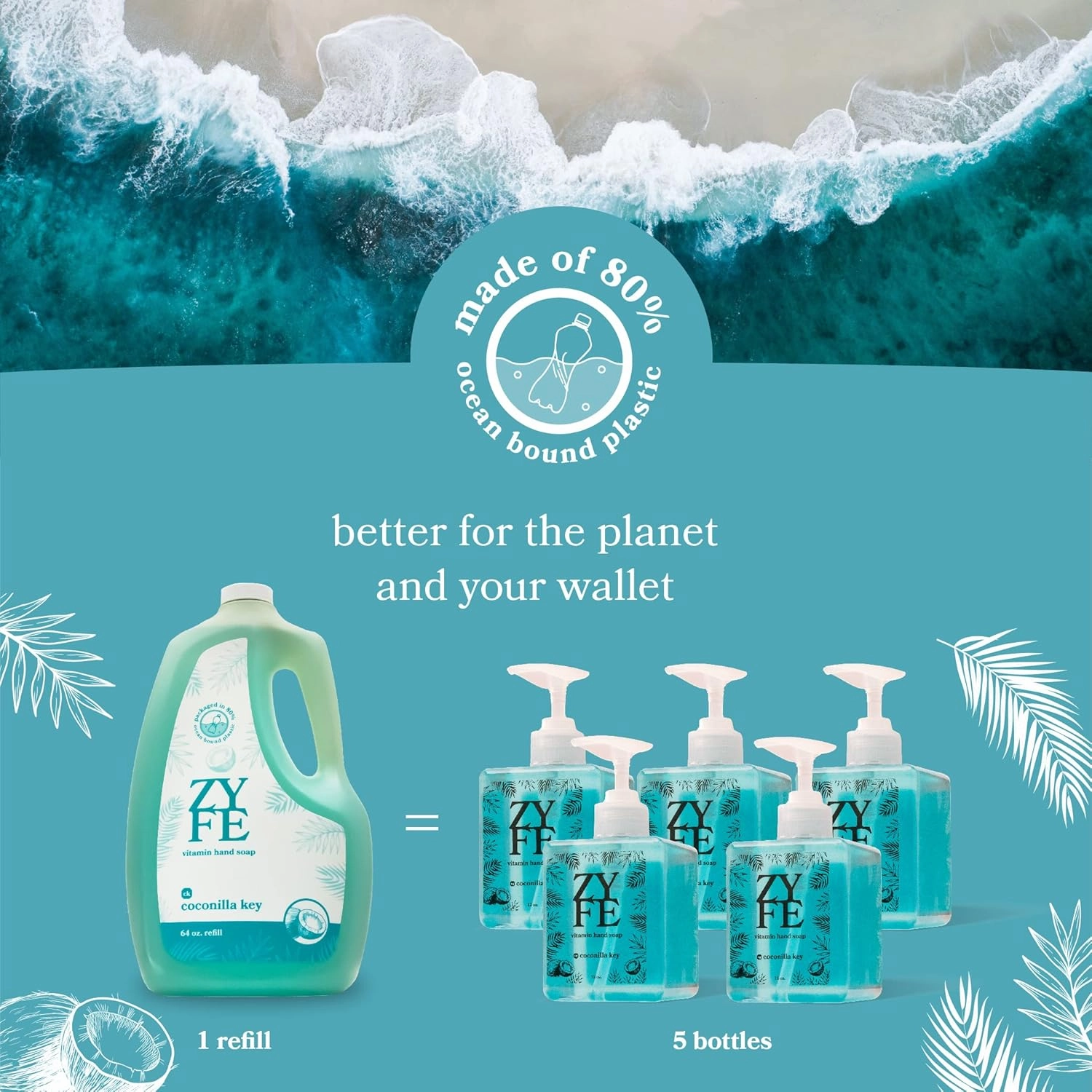 Foaming Hand Soap Refills – 64oz Foam Soap Refill Bottle, Natural Moisturizing Handwash with Essential Oils, Biodegradable Liquid Cleanser, Eco Friendly Bottle