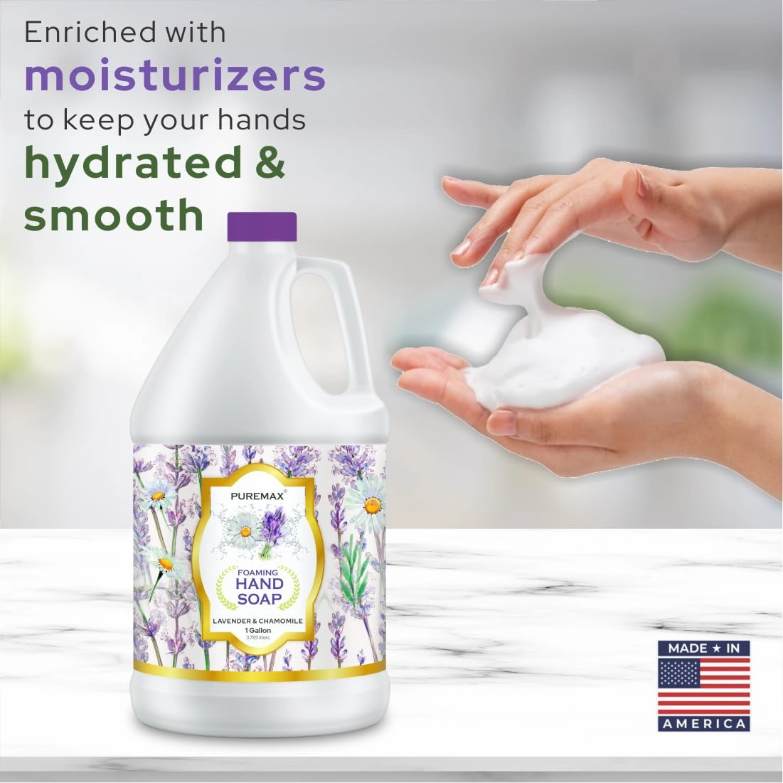 Foaming Hand Soap Refills with Essential Oils | Lavender Chamomile | Gentle, Moisturizing | Triclosan-free | Made in USA | 128 Fl Oz (1 Gallon)