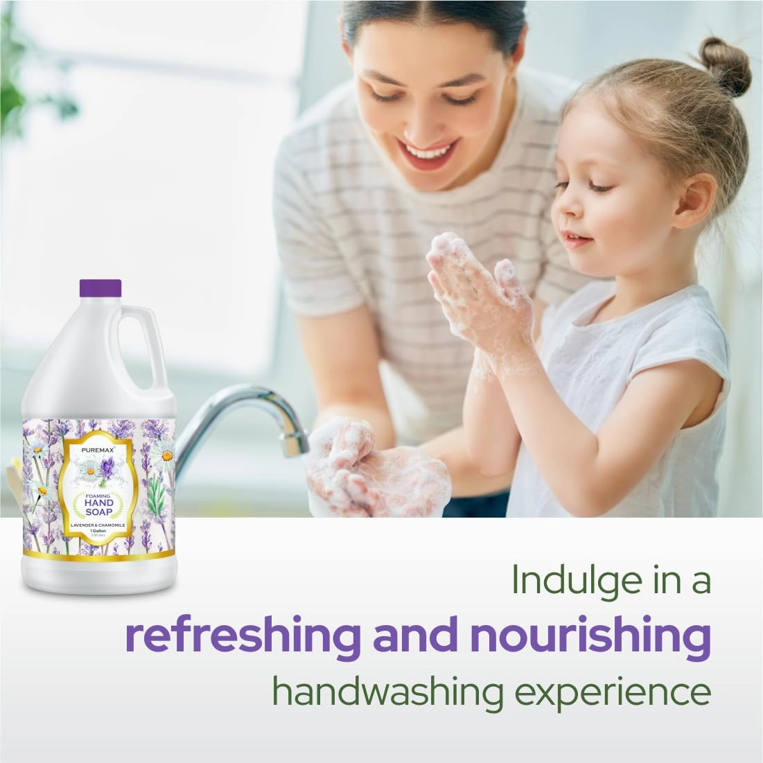 Foaming Hand Soap Refills with Essential Oils | Lavender Chamomile | Gentle, Moisturizing | Triclosan-free | Made in USA | 128 Fl Oz (1 Gallon)
