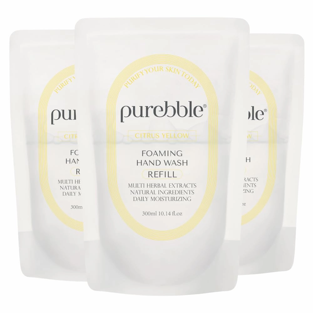 Foaming Hand Wash, Citrus Yellow, 10.14fl.oz (Refill, Pack of 3) | with Hyaluronic Acid, Lemon Scent | For Kitchen and Bathroom | Cruelty Free Sulfate Free