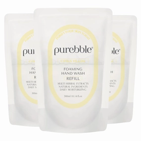 Foaming Hand Wash, Citrus Yellow, 10.14fl.oz (Refill, Pack of 3) | with Hyaluronic Acid, Lemon Scent | For Kitchen and Bathroom | Cruelty Free Sulfate Free