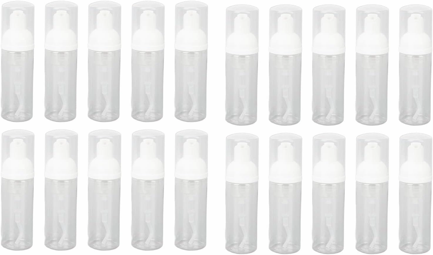 Foaming Pump Bottle 20pcs 50ml Empty Foam Pump Bottle Bulk, Refillable Travel Foaming Pump Dispenser Bottle Leakage Proof Transparent Foam Bottle Dispenser for Refillable Travel Cosmetics