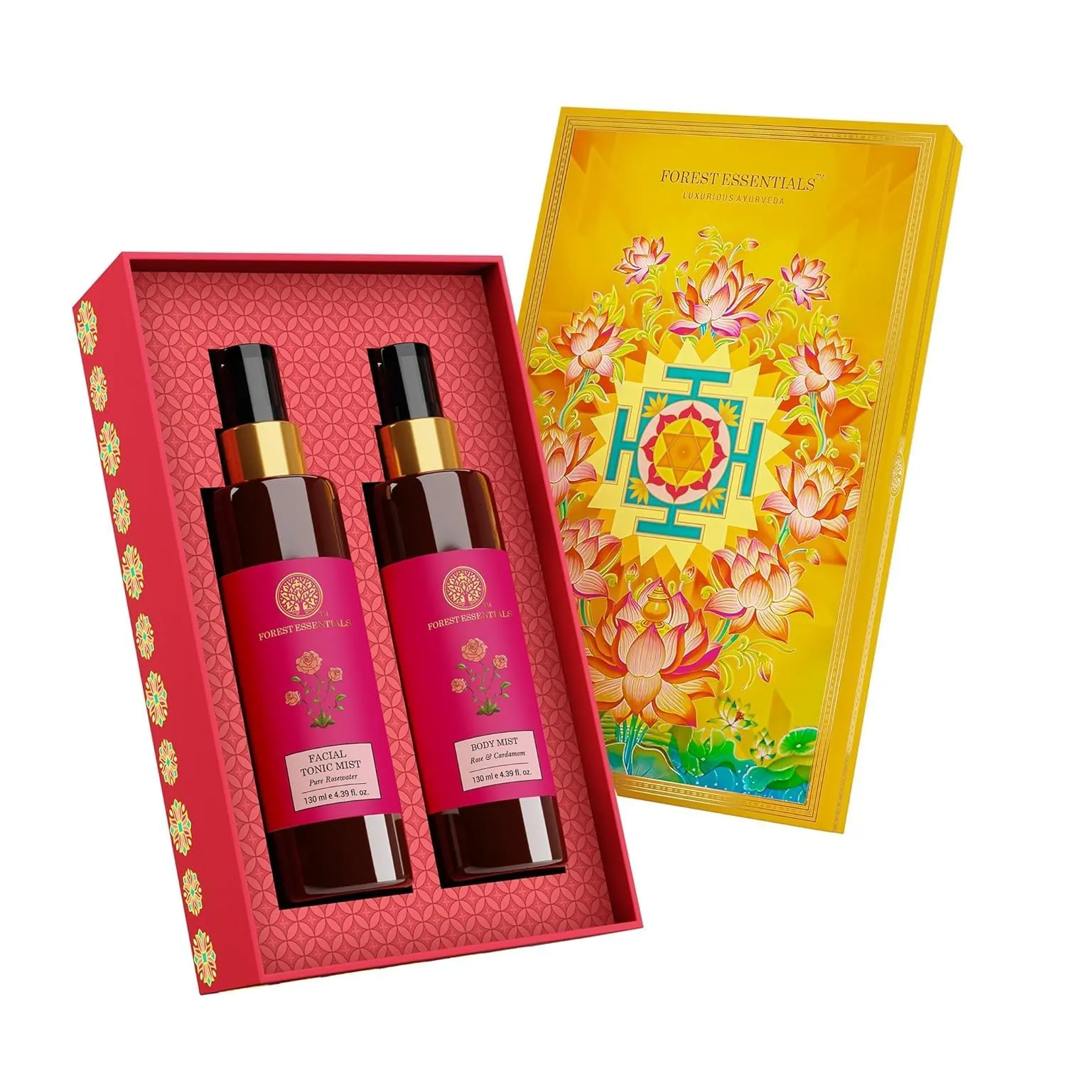 Fo,rest Essentials Refreshing Duo Rose Gift Box | GIfts For Women | Gifts for Men | Body Mist & Toner Gift Set for Birthday