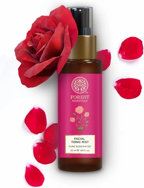 Forest Essentials Facial Tonic Mist with Pure Rosewater | Hydrating Daily Alchohol Free Toner for Glowing Skin| Hydrates Plumps & Minimises Open Pores for Glowing Skin, 50ml
