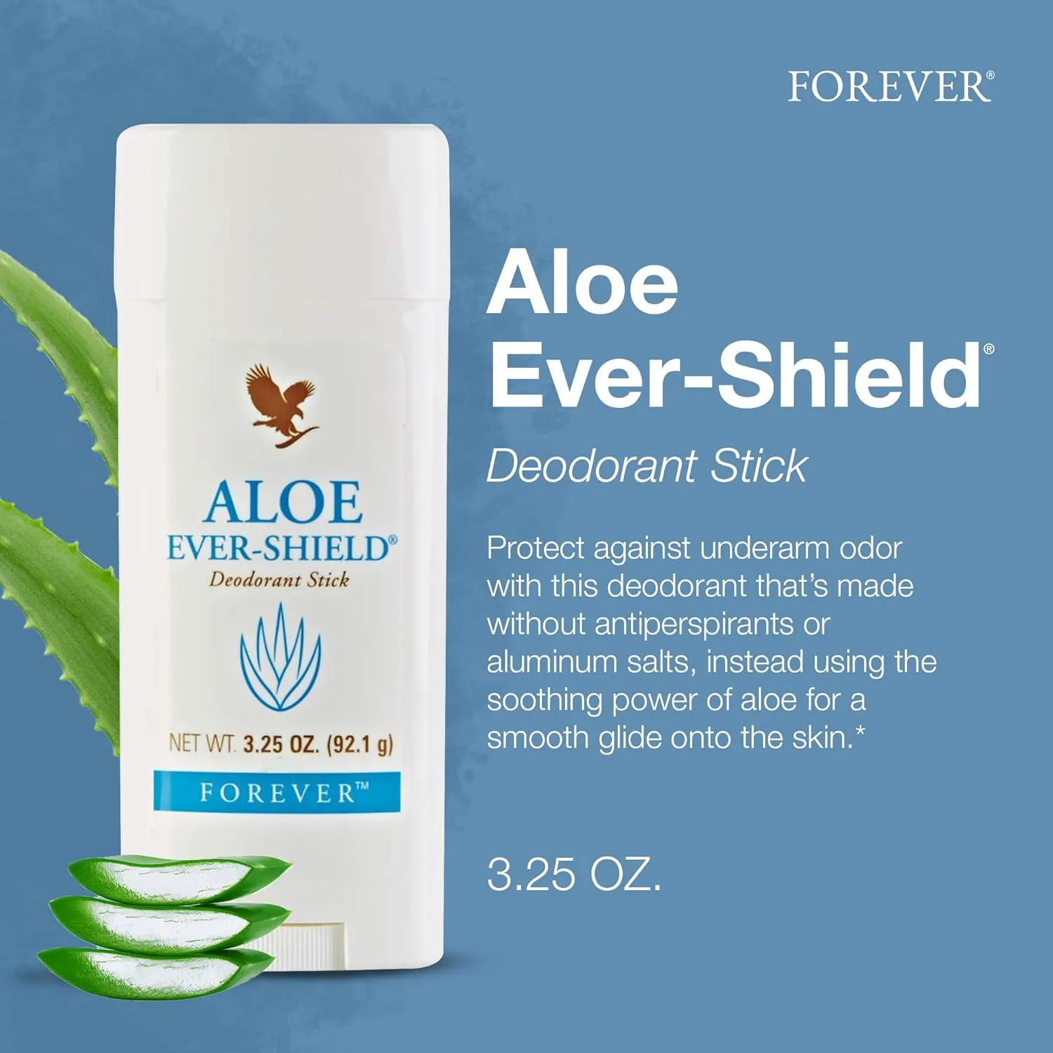 Forever Living - Aloe Ever-Shield - Aluminum-Free Deodorant with Soothing Aloe for Sensitive Skin - 3.25 oz Stick (Pack of 3)