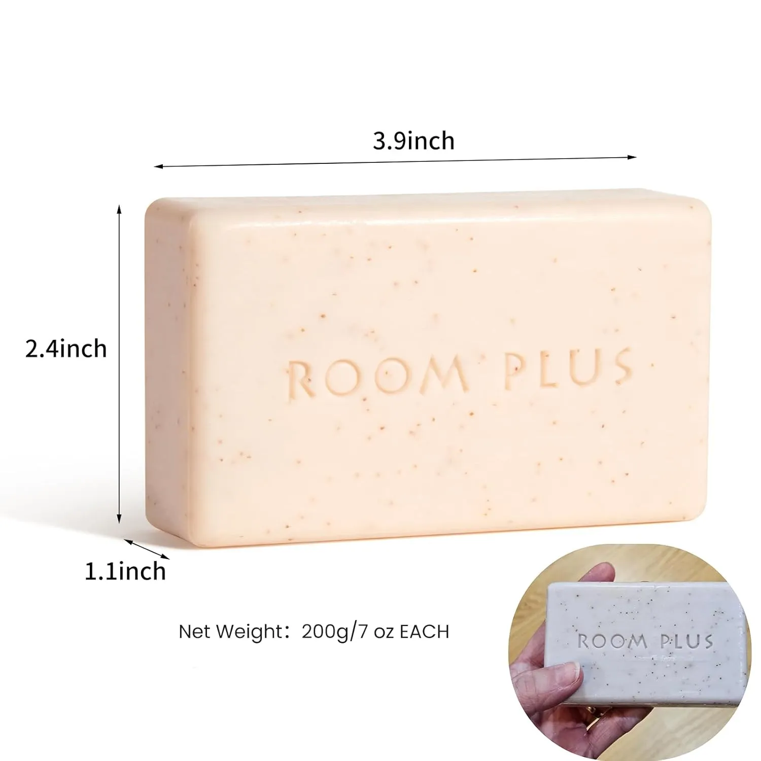 Fragrance Bar Soap,Jasmine-Walnut powder exfoliates ,Big Brick of Bath Soap(pack of 2,14ounce)ROOMPLUS-PLANT SOAP, Moisturizing ,Gentle cleaning body wash soap,Triple-Milled Solid Soap -Natural Soap