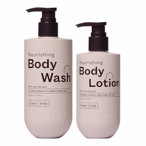 frank body Nourishing Body Wash & Body Lotion | Vegan & Cruelty Free | Gentle and Soothing with Oat Extract, Avocado Oil and Squalene | Vanilla and Sandalwood Scent