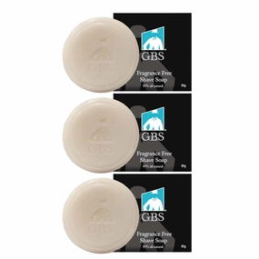 G.B.S All Natural Shave Soap Set for Men, Fragrance Free Shaving Soap with Shea Butter for Sensitive Skin (3 Pack)