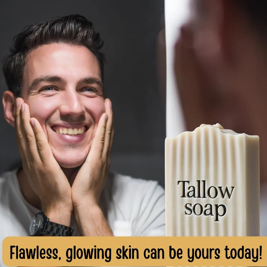 Gentle Tallow Soap Bars for Dry & Sensitive Skin - Grass-Fed, Handmade- Patchouli   Cedarwood- For Face & Body – Minimalist, Paleo Skincare - For Men & Women – Nourishing, Beef Tallow Soap- 3 pack