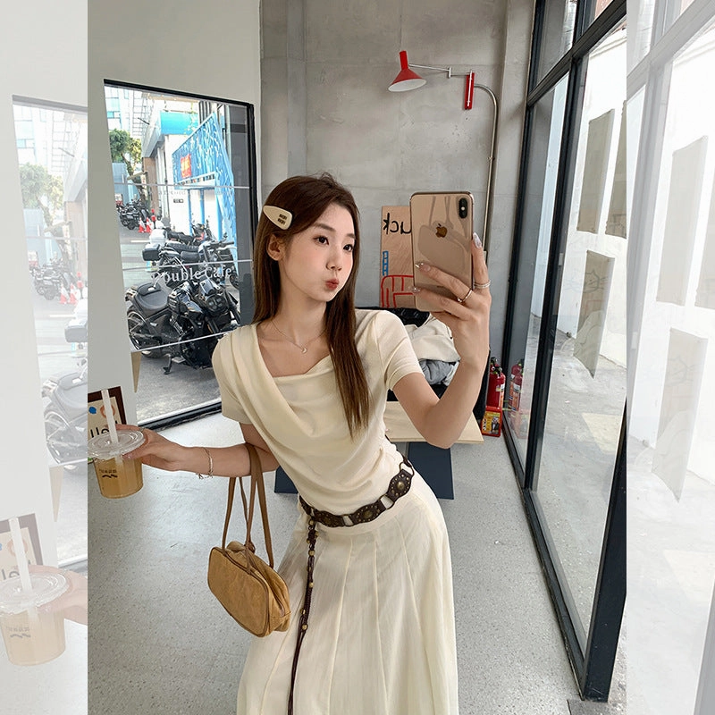 gentle pleated irregular Top