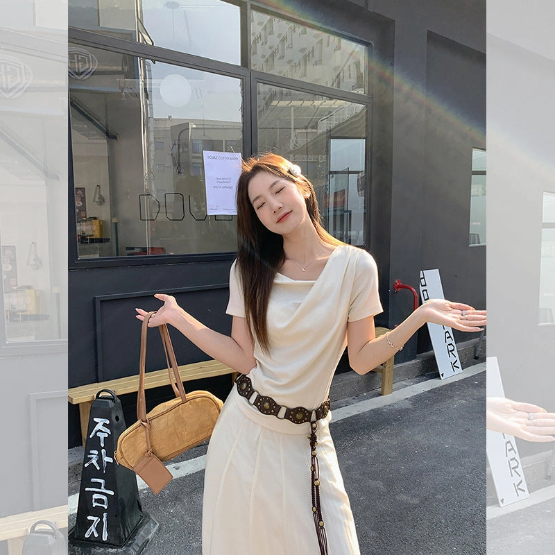 gentle pleated irregular Top