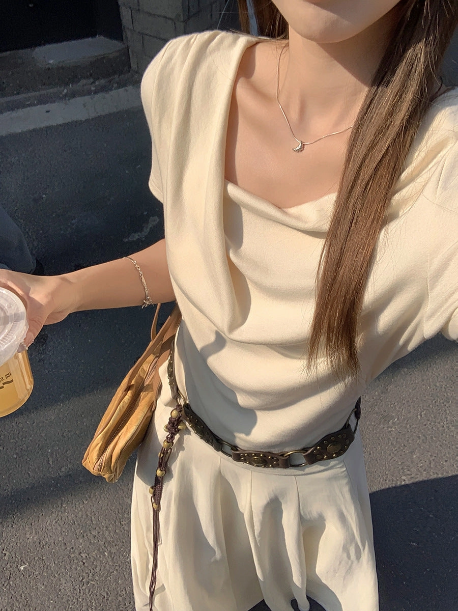 gentle pleated irregular Top
