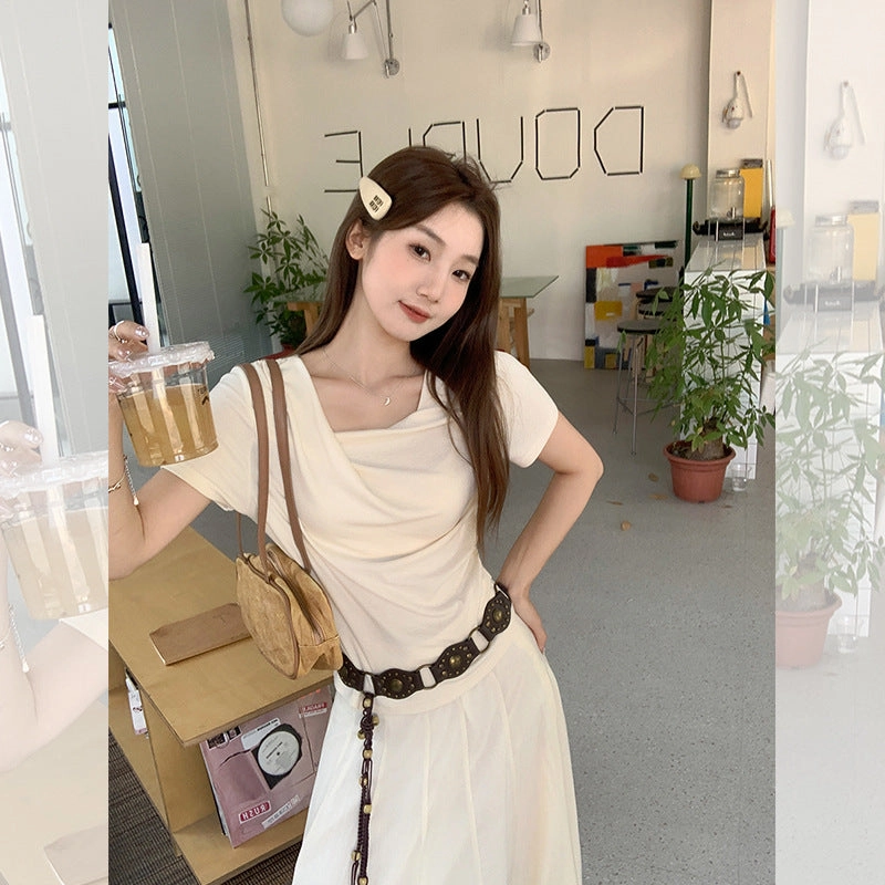 gentle pleated irregular Top