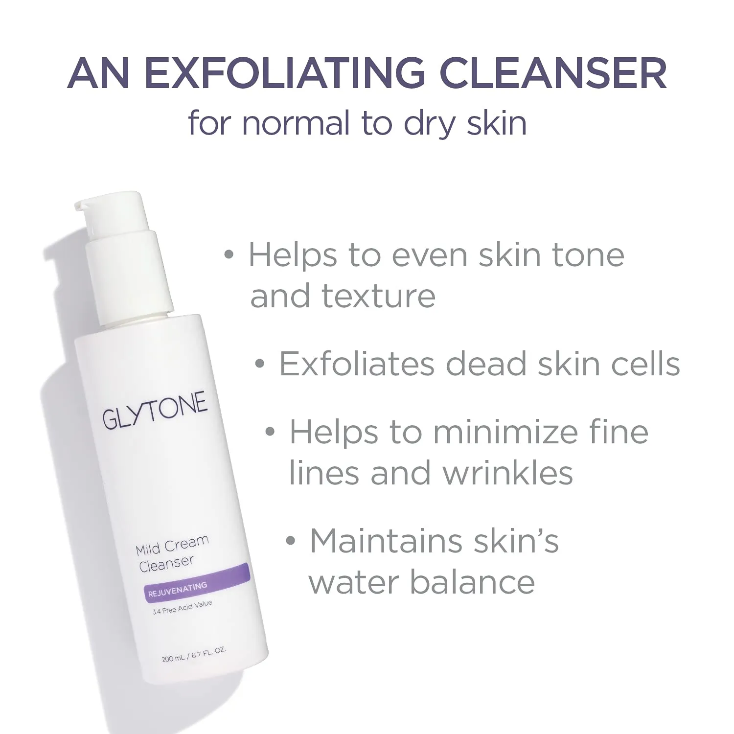 Glytone Mild Cream Cleanser | Exfoliate & Moisturize with 3.4 Free Acid Value Glycolic Acid & Glycerin | Face Wash for Women Removes Makeup & Oil | Face Cleanser for Dry Skin | 2 Fl oz.
