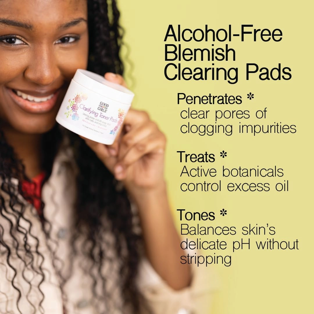 Good For You Girls Purifying Toner Pads Unclog Pores & Control Oil, Natural Ingredients clear skin, balance pH, plump and hydrate, Made in the USA | 2 Pack (50 Pads ea)