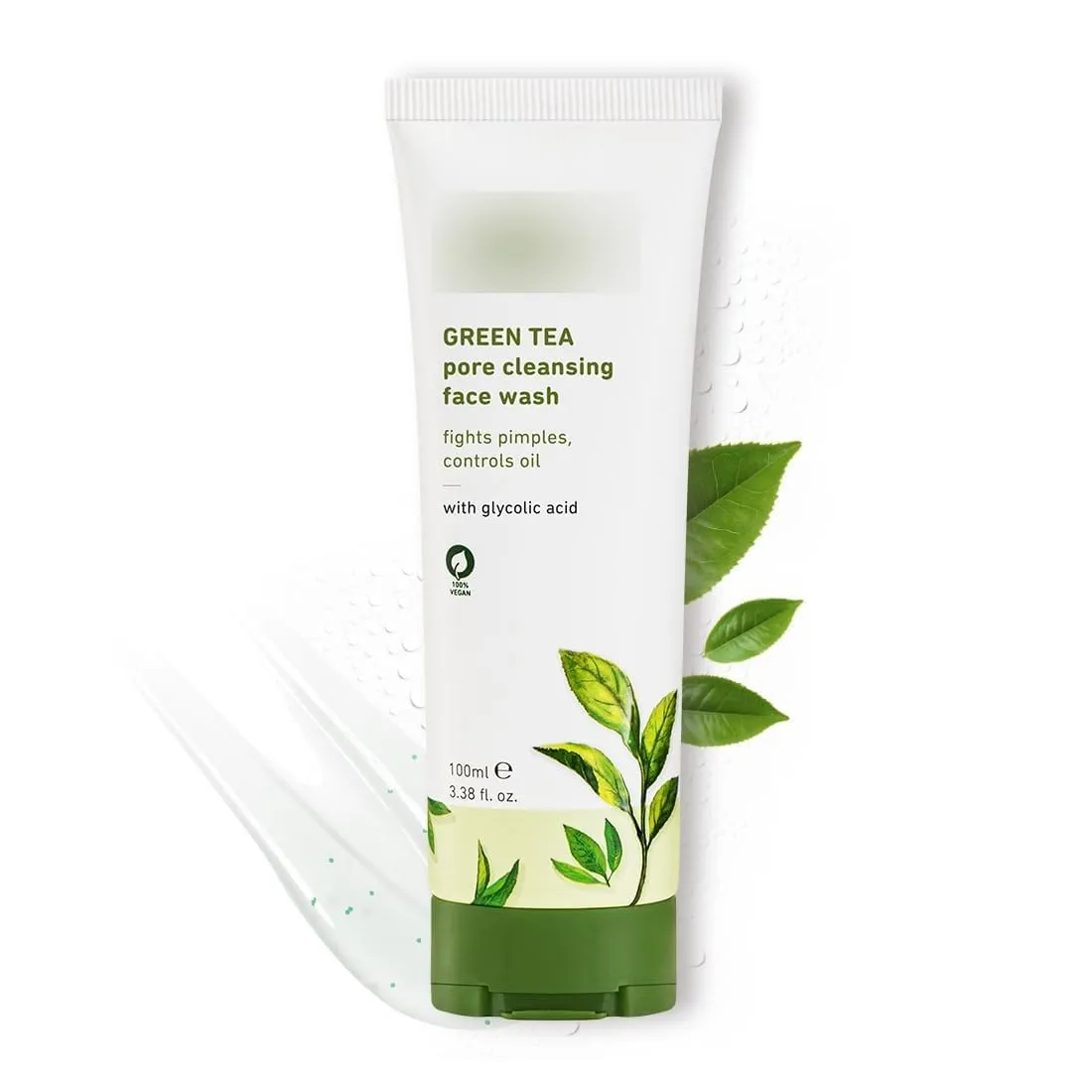 Green Tea Pore Cleansing Face Wash for Oily, Acne Prone, Dry & Combination Skin | with Glycolic Acid | Fight Pimples & Control Excess Oil | Gentle Exfoliating & Non-Drying | Women & Men | 100ml