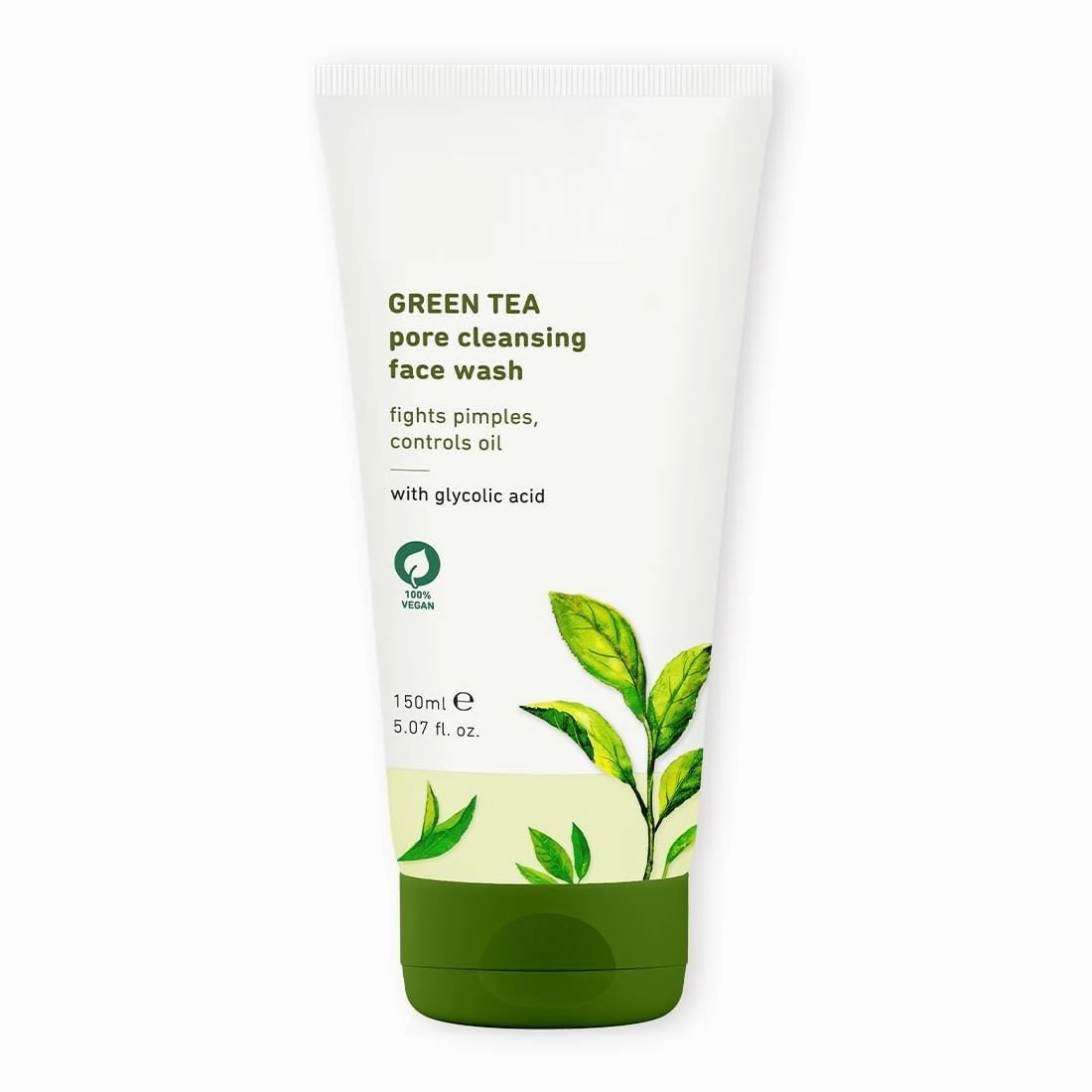 Green Tea Pore Cleansing Face Wash for Oily, Acne Prone, Dry & Combination Skin | with Glycolic Acid | Fight Pimples & Control Excess Oil | Gentle Exfoliating & Non-Drying | Women & Men | 150ml