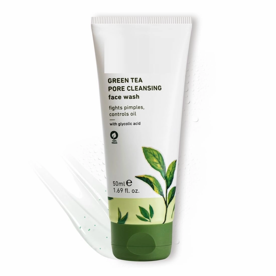 Green Tea Pore Cleansing Face Wash for Oily, Acne Prone, Dry & Combination Skin | with Glycolic Acid | Fight Pimples & Control Excess Oil | Gentle Exfoliating & Non-Drying | Women & Men | 50ml
