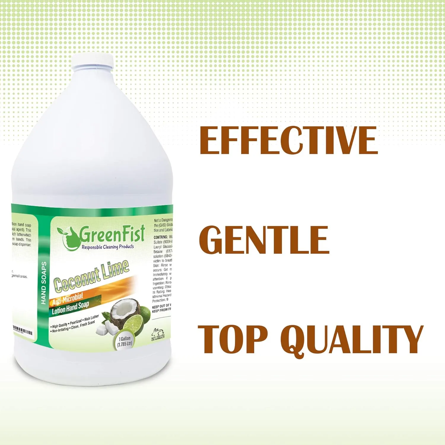 GreenFist Lotionized Hand Soap [ Liquid Gel Refill ] Made in USA, 128 Ounce (1 Gallon) (Coconut Lime)