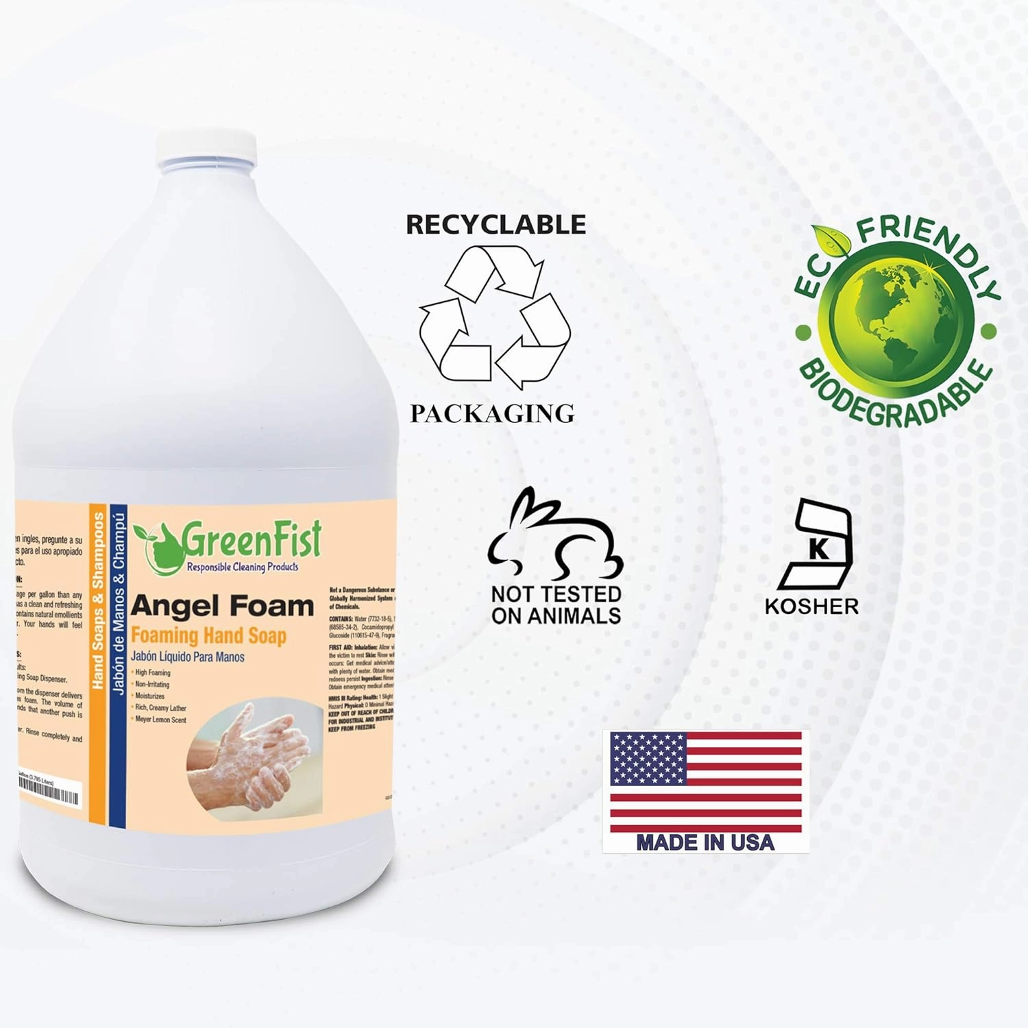 GreenFist Foaming Hand Soap Refills [ Foam Refill ] Gentle-Hand Wash Lemon Scent, 128 ounce (1 Gallon)