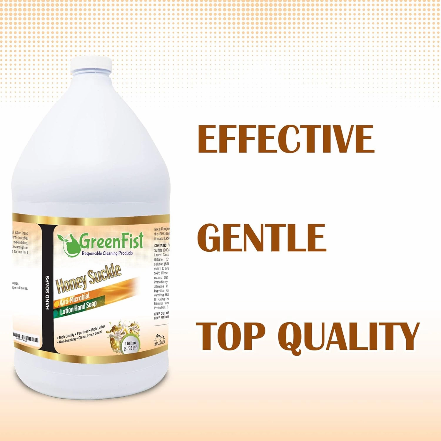 GreenFist Lotionized Hand Soap [ Liquid Gel Refill ] Made in USA, 128 Ounce (1 Gallon) (Honey Suckle)