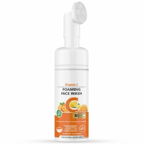 GT Vitamin C Foaming Face Wash - with Foaming Silicone Cleanser Brush, Deeply Cleanses, Brightens & Rejuvenates Skin | No Silicones No Paraben | For Men & Women (150ml)