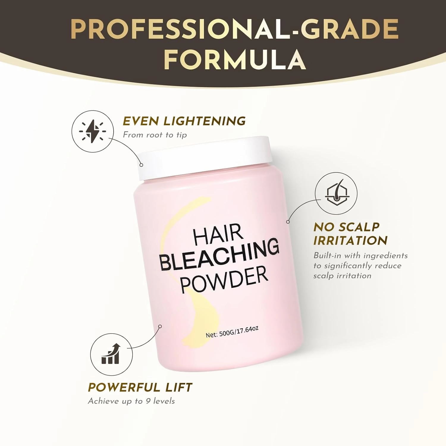 Hair Bleach, Bleach Powder for Hair, Professional Grade Blue Bleaching Powder, Up to 9 Levels of Lift for Hair Highlights & Lightening (500g/17.64oz)