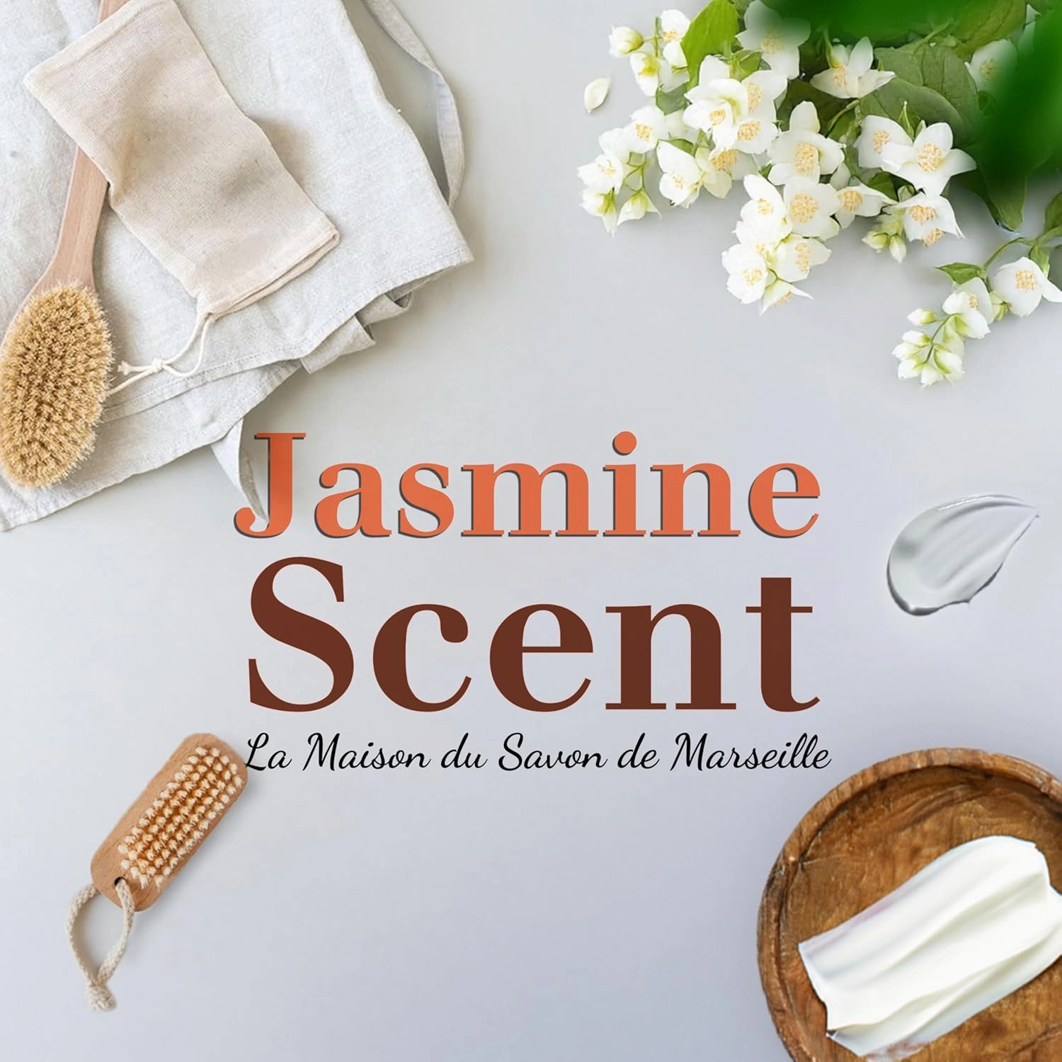 Hand & Body Soap Bars Trio - Jasmine Moisturizing French Soap with Organic Shea Butter - Rich Creamy Lather - 97% Natural Ingredients - Solid Bath Cleanser Made in Provence - 3x4.4 oz