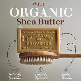 Hand & Body Soap Bars Trio - Jasmine Moisturizing French Soap with Organic Shea Butter - Rich Creamy Lather - 97% Natural Ingredients - Solid Bath Cleanser Made in Provence - 3x4.4 oz