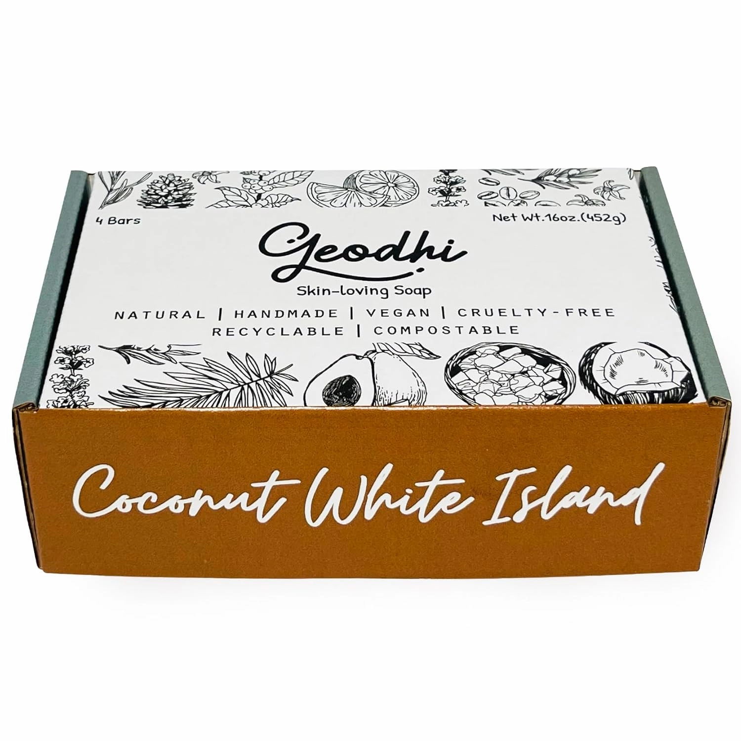 Handmade Vegan Cold Process Soap with Premium Essential Oils, Great for Acne, and Dry Skin - Set of 4 Both Women and Men Soap Bar-. (Coconut)