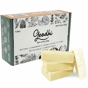 Handmade Vegan Cold Process Soap with Premium Essential Oils, Great for Acne, and Dry Skin - Set of 4 Both Women and Men Soap Bar-. (Coconut)