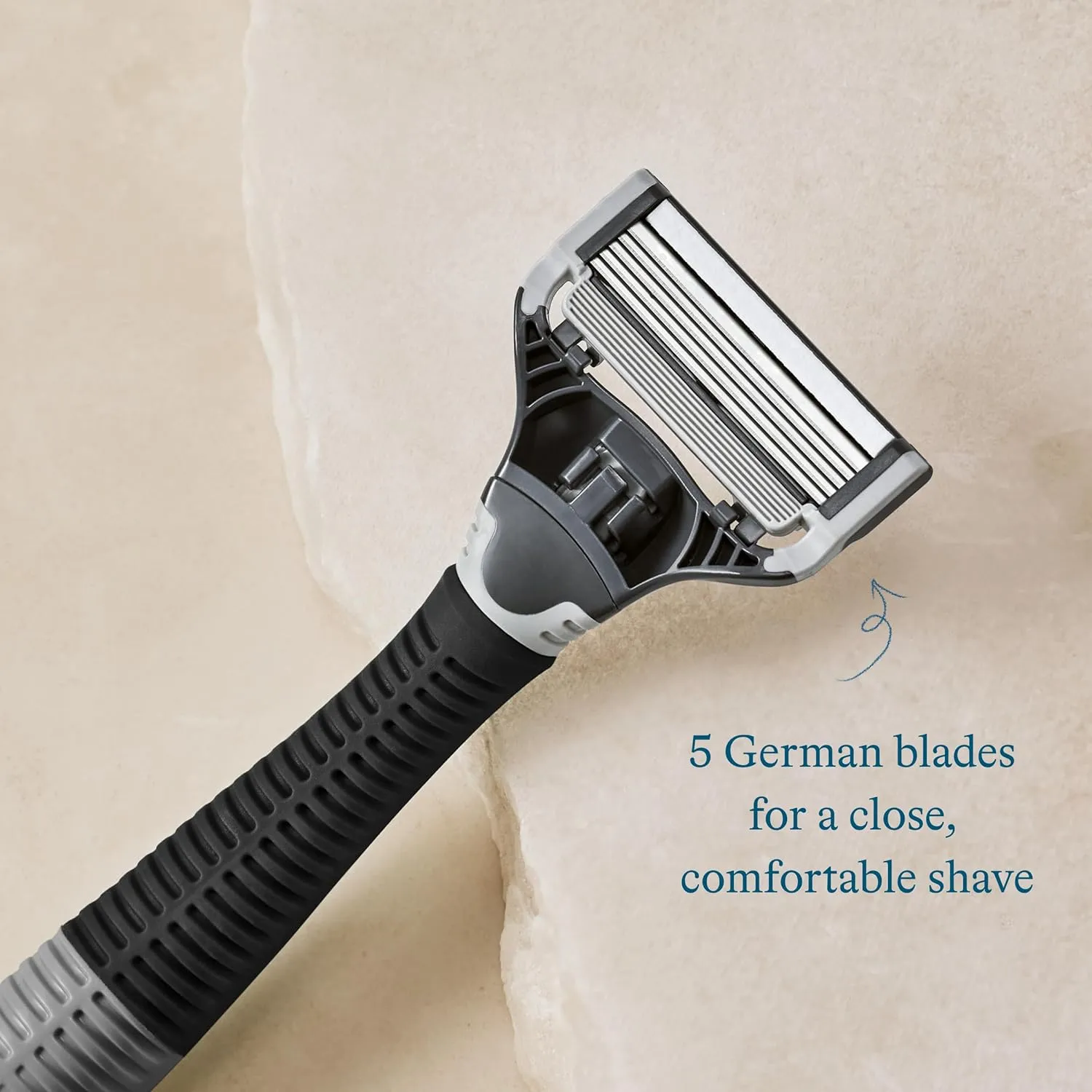 Harry's Shaving Kit for Men - Razor Handle, 5 Razor Blade Refills, Foaming Shave Gel, and Travel Blade Cover - Charcoal