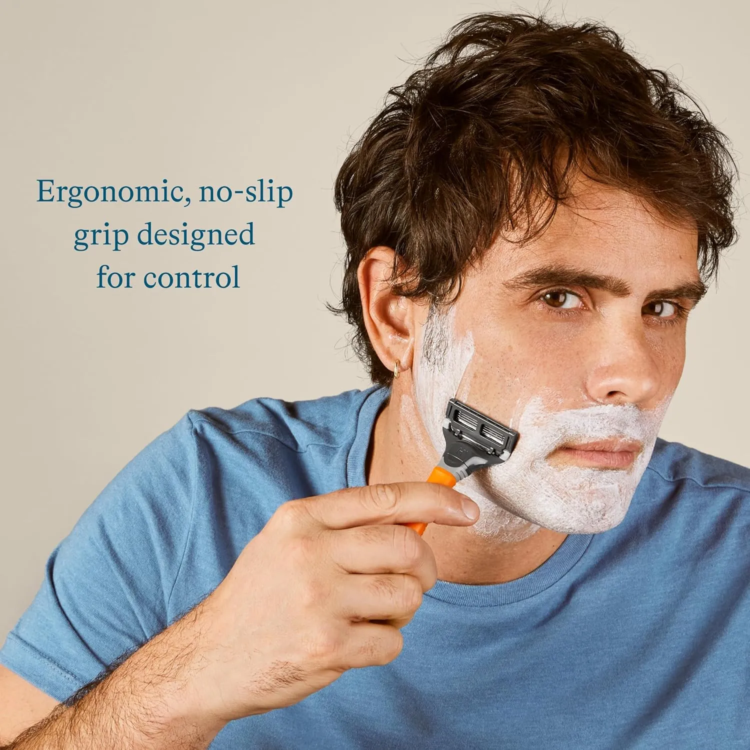 Harry's Shaving Kit for Men - Razor Handle, 5 Razor Blade Refills, Foaming Shave Gel, and Travel Blade Cover - Ember
