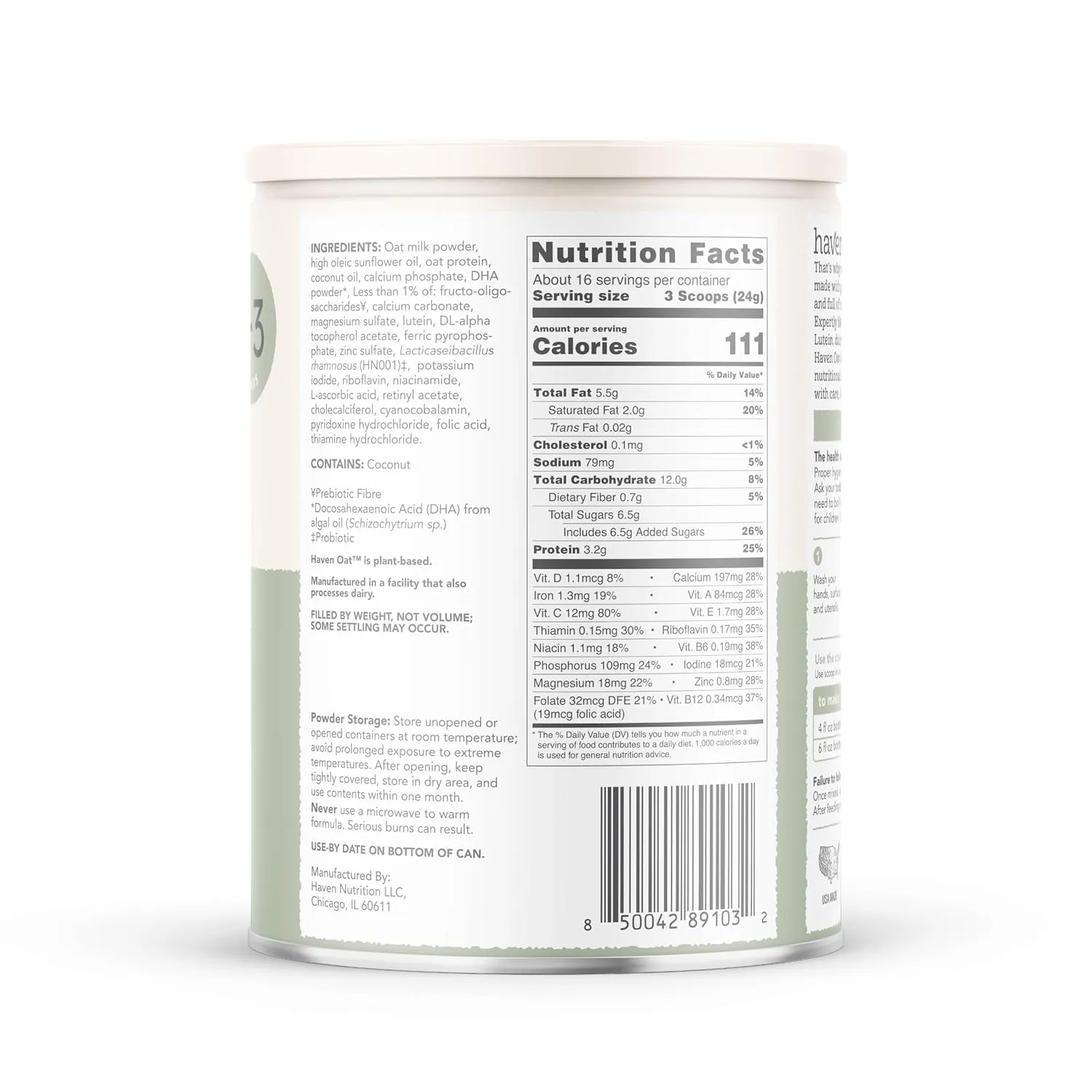 Haven Oat Toddler Formula | 1 to 3 Years | World-first Premium plant-based dairy-free Oat Toddler Formula | Wholesome Goodness of Oats and Oat Protein | Gentle on Tiny Tummies | Immune Support | Prebiotics, Probiotics, DHA, Lutein | Non GMO | No Palm Oil
