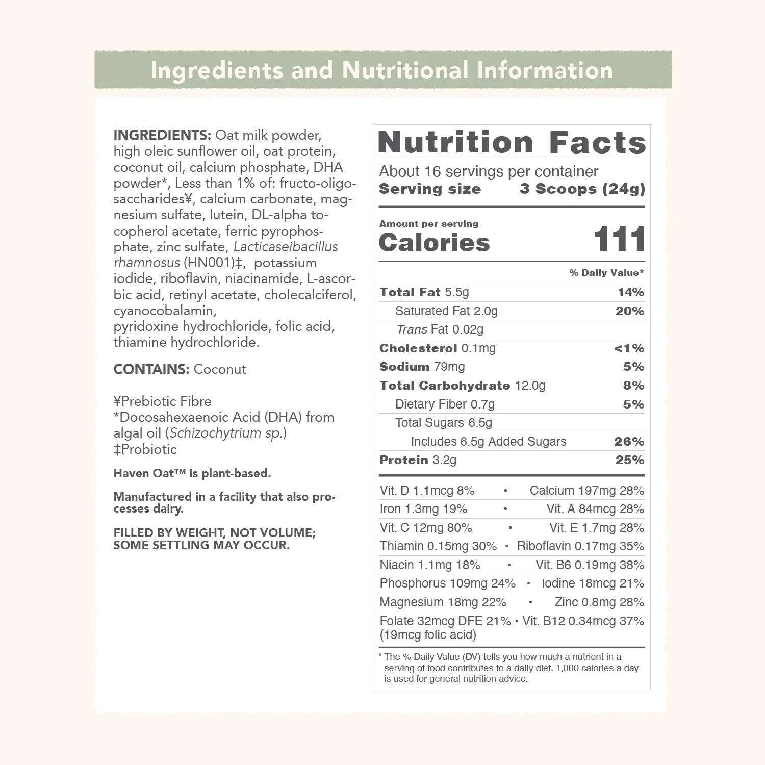 Haven Oat Toddler Formula | 1 to 3 Years | World-first Premium plant-based dairy-free Oat Toddler Formula | Wholesome Goodness of Oats and Oat Protein | Gentle on Tiny Tummies | Immune Support | Prebiotics, Probiotics, DHA, Lutein | Non GMO | No Palm Oil